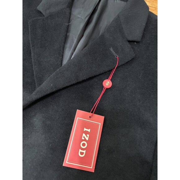IZOD Mens Dress Trench Coat Sz 44R Black Wool Prospect Overcoat Topcoat NWT $300 - Picture 4 of 8